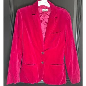 Vintage Red Velvet Blazer- Made in Japan- Women's 5/6- "Ardee" Label